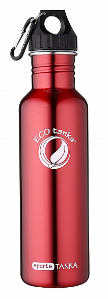 800ml SportsTANKA Red with Poly Loop lid and carabiner