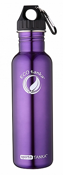 800ml SportsTANKA Purple with Poly Loop lid and carabiner