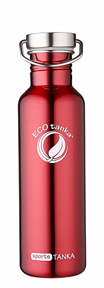 800ml SportsTANKA Red with modern stainless steel lid